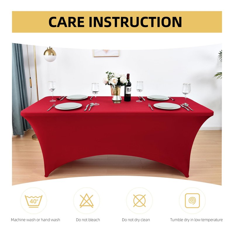 ZarzaaSik 2-Pack 8ft Spandex Table Covers for Rectangle Folding Tables - Washable Elastic Tablecloth - Ultimate Fitted Table Protector for Birthday Parties, Trade Shows, Banquet