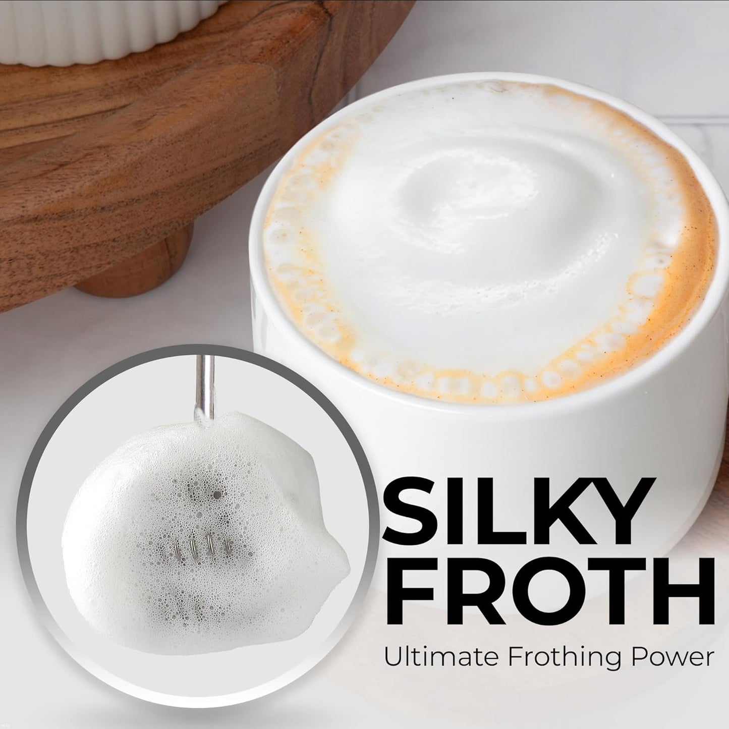 Zulay Kitchen Tornado Triple Whisk Milk Frother - Handheld Foam Maker for Coffee & Lattes - Turquoise