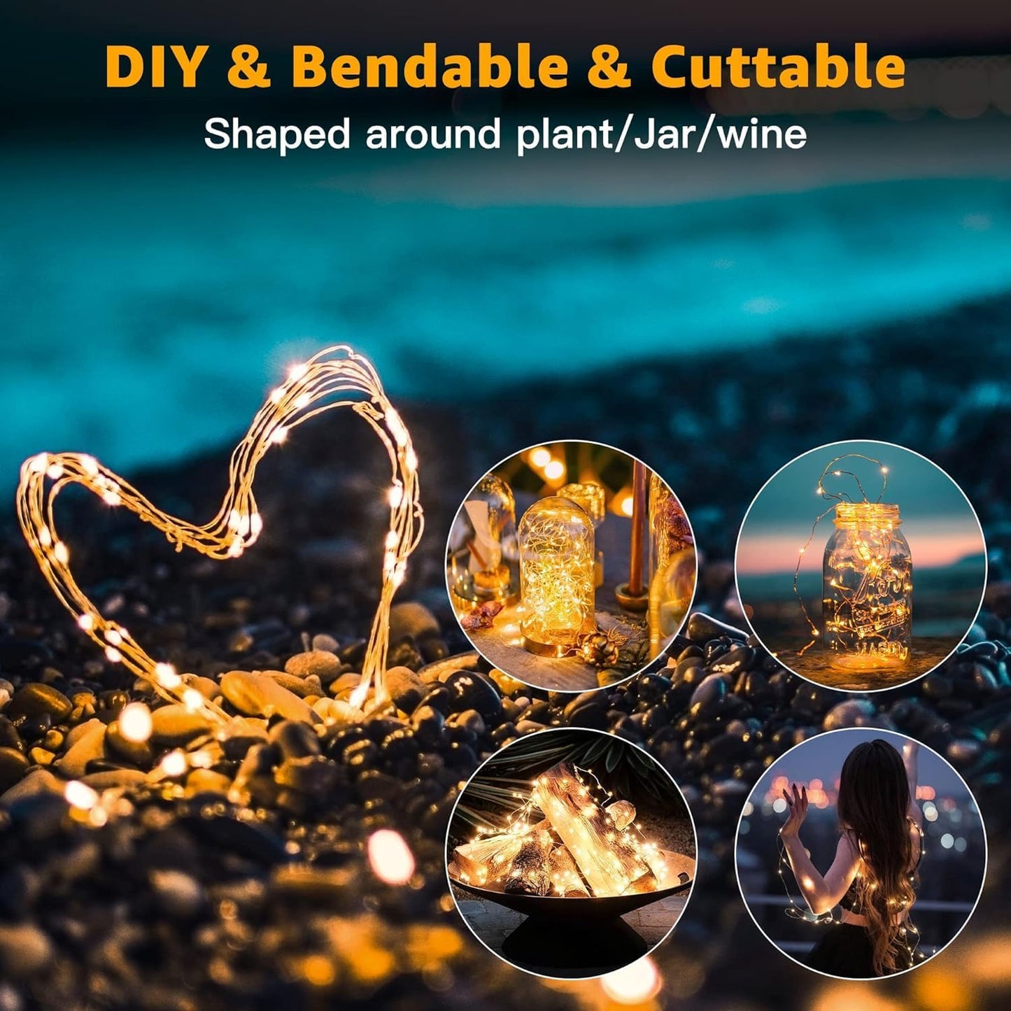 Skiennix 6 Pack Battery Operated Fairy Lights - 7ft 20 LED Mini Twinkle String Lights | Warm White Silver Wire for Weddings & Parties