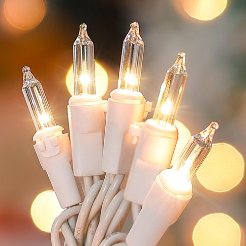 HEYFUNi Clear Christmas Lights Set,50 Count 13Feet Incandescent Bulb Mini String Lights for Christmas Tree Holiday Garland Party Weeding Xma Home Indoor&Outdoor Decorations,White Wire
