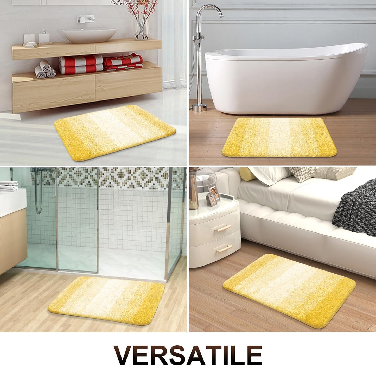 OLANLY Bathroom Runner Rug - Extra Soft Microfiber Mat | Quick Dry, Washable, 59x24 Inches, Yellow