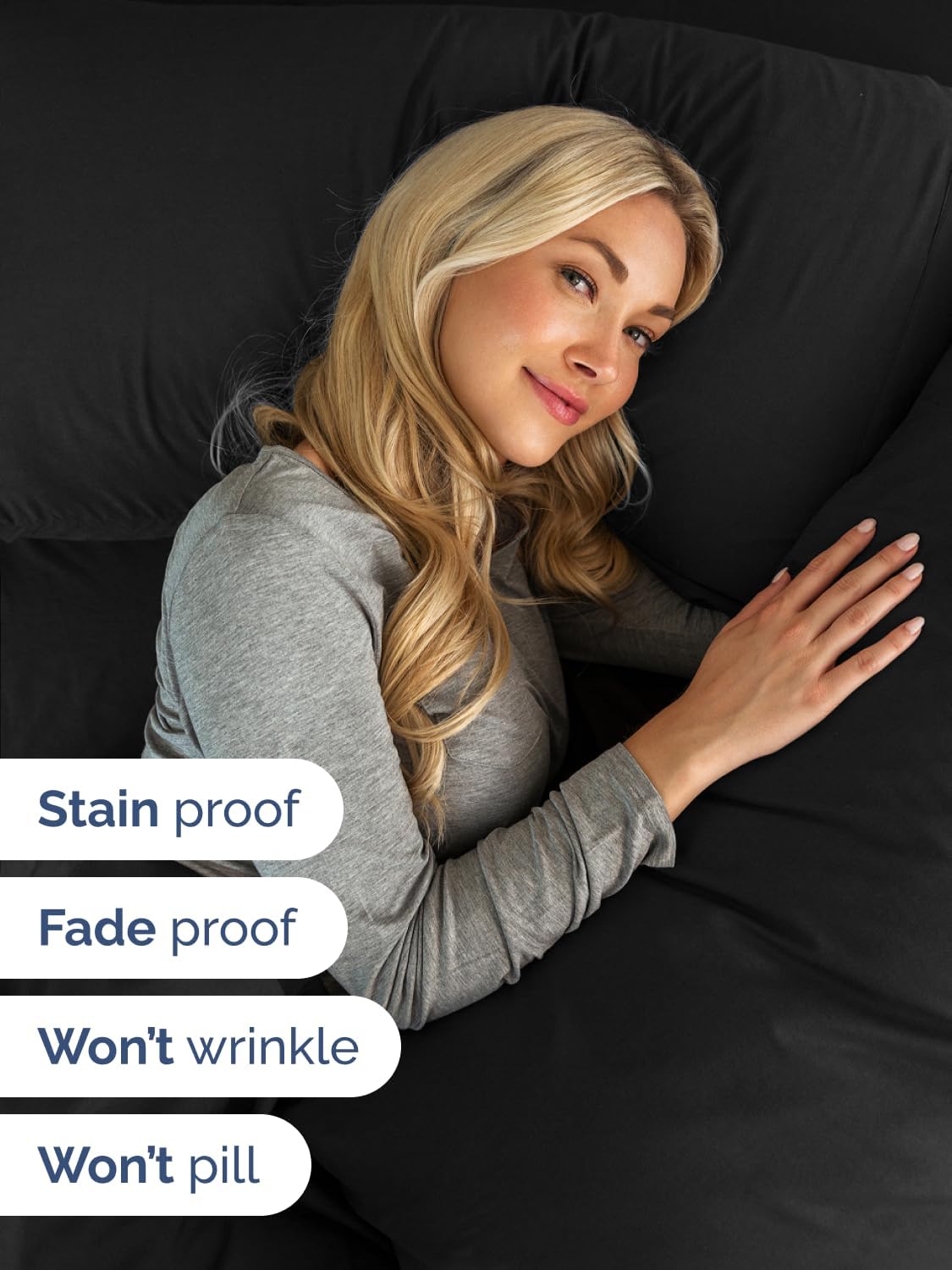 Skiennix Extra Deep Twin Sheet Set - 4 Piece Breathable Cooling Bedding - Soft, Wrinkle-Free Black Sheets
