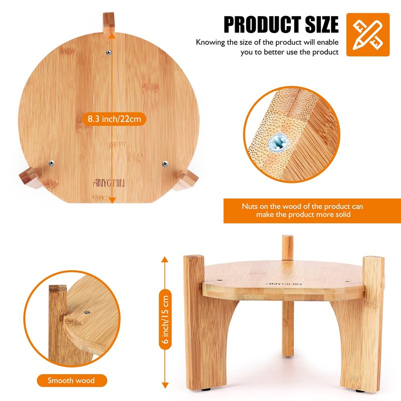ANYGIMIN Drink Dispenser,Water Dispenser And Beverage Dispenser Stand. Fit Max 8.3 Inch Diameter - Natural Bamboo Wood