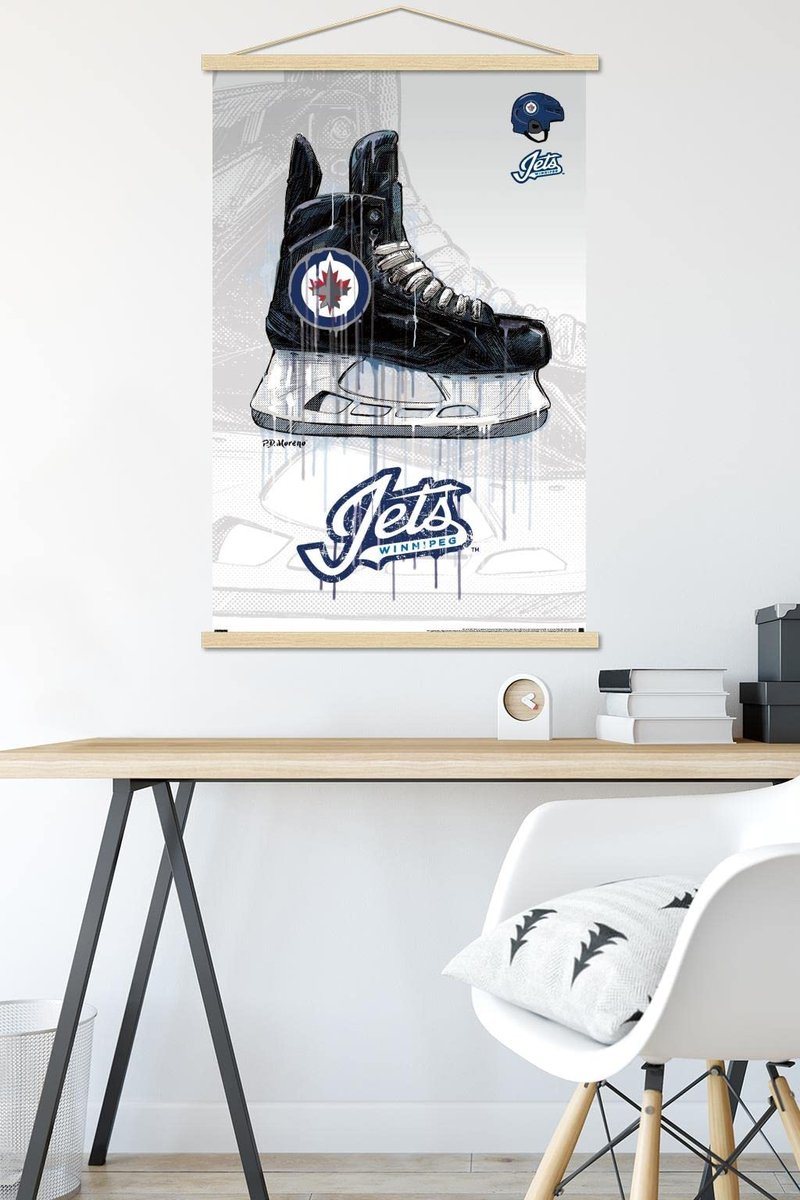 Trends International NHL Winnipeg Jets - Drip Skate 21 Wall Poster, 22.375" x 34", Premium Print and Beechwood Hanger Bundle