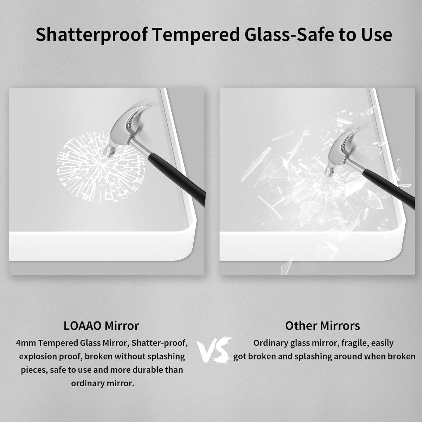 LOAAO Bathroom Mirror - 30x36 Inch White Metal Framed Vanity Mirror | Large Rounded Rectangle, Anti-Rust Tempered Glass, Versatile Hanging Options