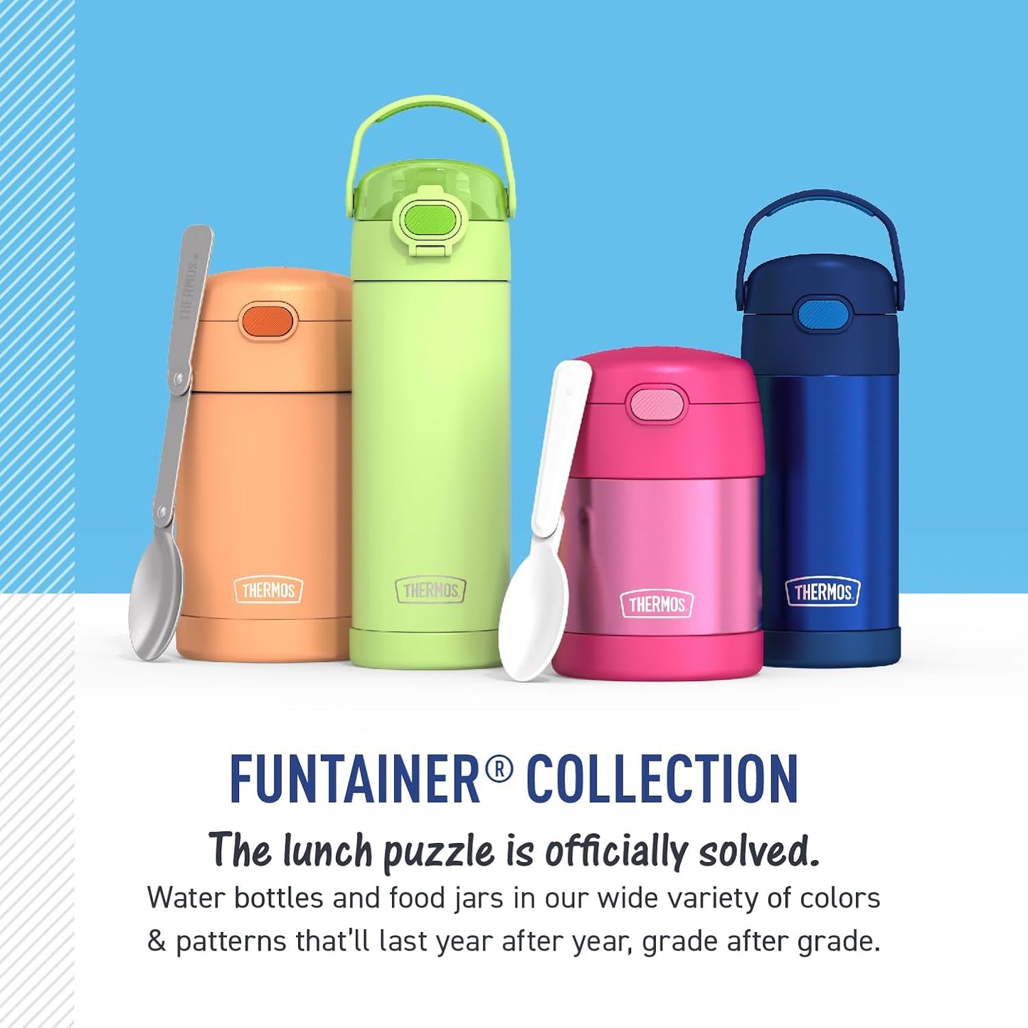 THERMOS FUNTAINER Water Bottle - 12 Ounce Stainless Steel Insulated Kids Bottle - Bluey Design