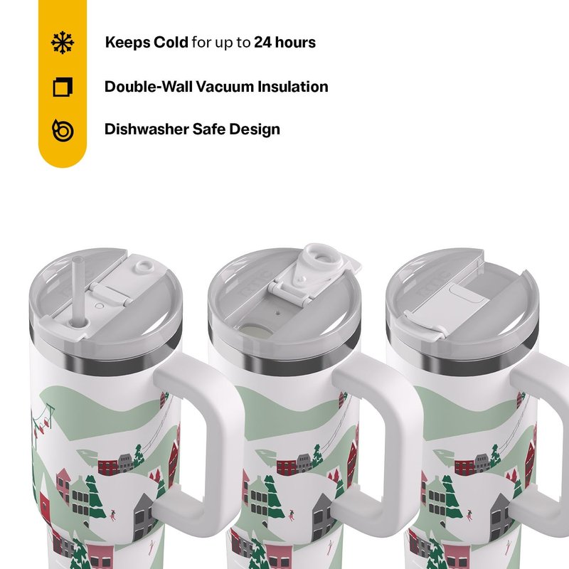 RTIC Road Trip Tumbler Double-Walled Insulated Stainless Steel Portable Travel Coffee Mug Cup with Lid, Handle and Straw