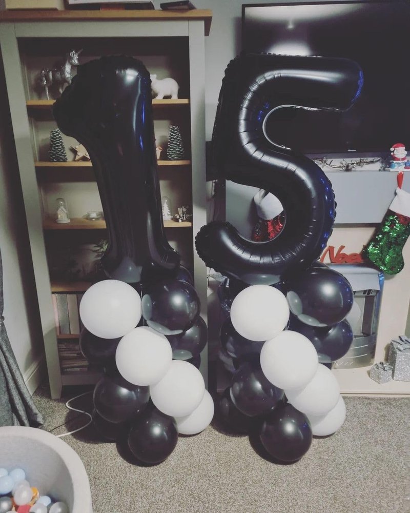 Black Number 15 Balloon 40 inch, 15 Number Balloons, 15th Black Birthday Decorations, 15 Year Old Girls Boys Party Supplies