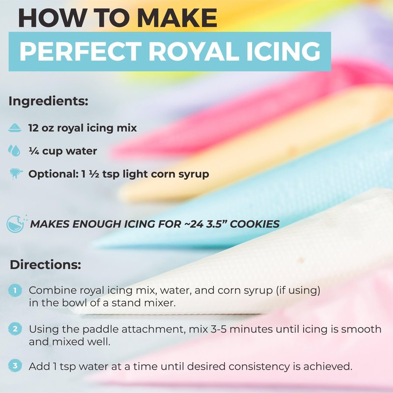 Royal Icing Mix (12oz) Premium Royal Icing for Sugar Cookies, Easy to Use, Achieve the Perfect Consistency, Tastes Amazing, Naturally Flavored, Certified Gluten Free, Non-GMO Sourced