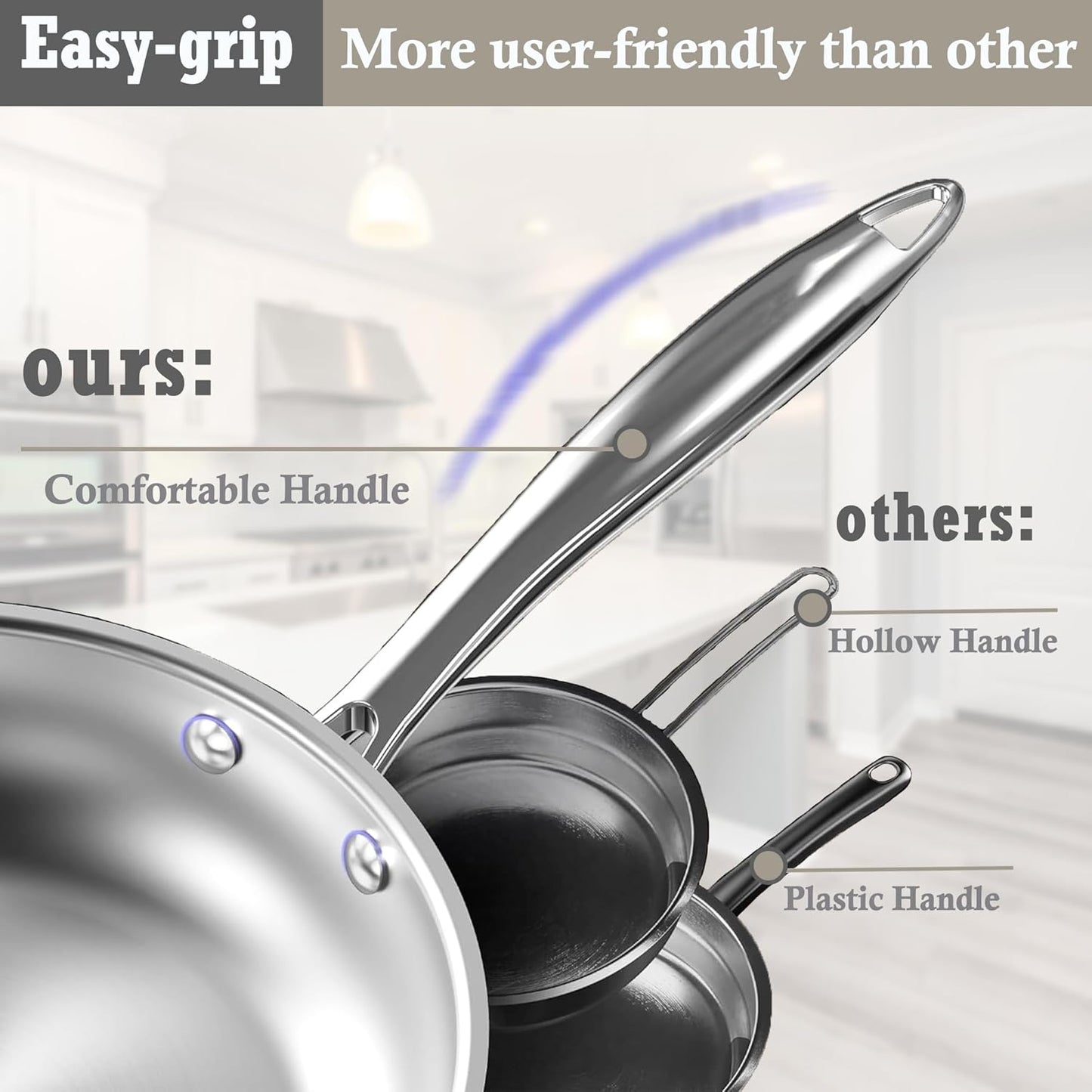 Skiennix Stainless Steel Cookware Set - 6-Piece Nonstick Induction Kitchen Pots & Pans | Oven Safe, Versatile for All Cooktops