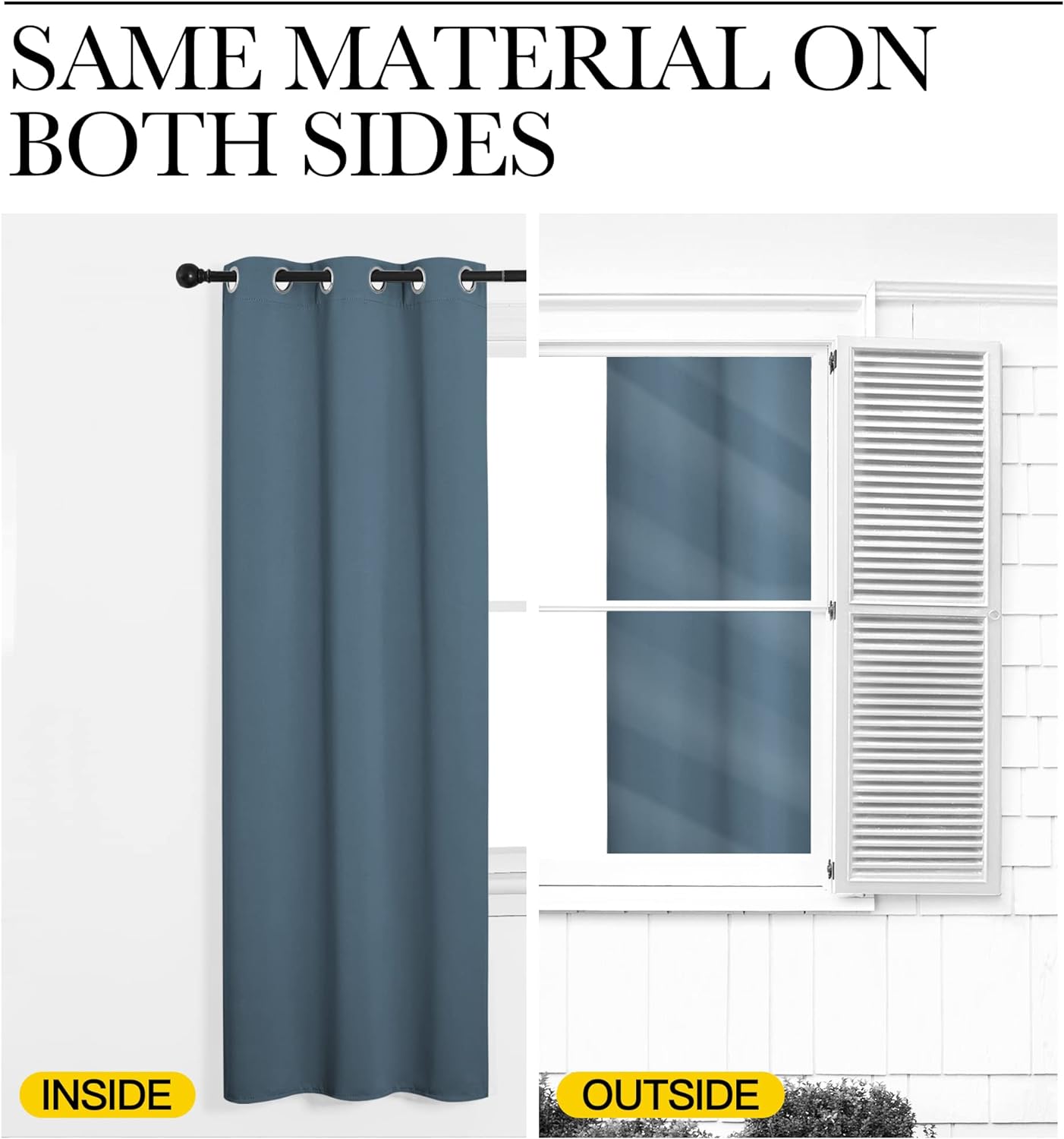 NICETOWN Smoky Blue Blackout Curtains - Thermal Insulated Drapes for Office | 68" Length, 42" Wide, 2 Panels
