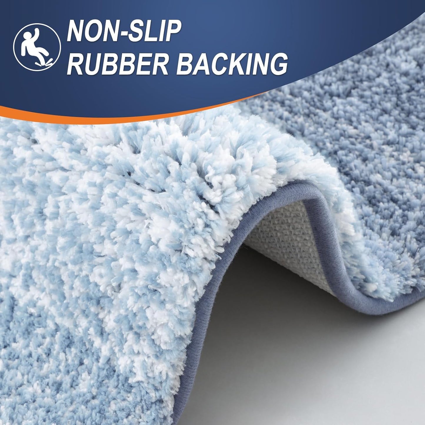 OLANLY Large Bathroom Rug Mat - Extra Soft Microfiber, Quick Dry, Machine Washable | 44x32, Blue