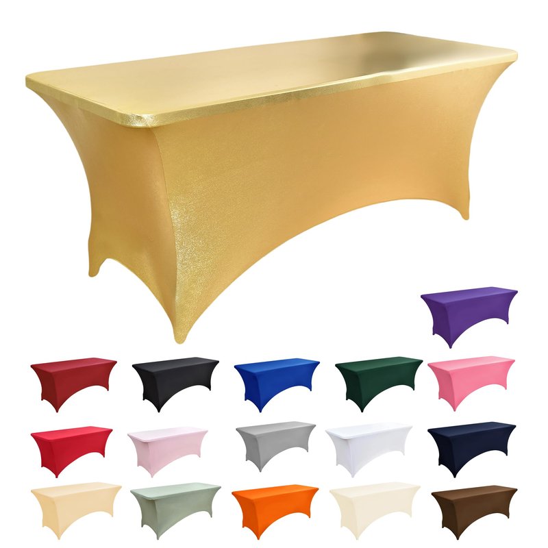 ZarzaaSik 2-Pack 4ft Spandex Table Covers for Rectangular Folding Tables - Wrinkle Resistant Stretch Tight Table Cloths - Ultimate Fitted Table Protector for Parties, Banquet, and Wedding