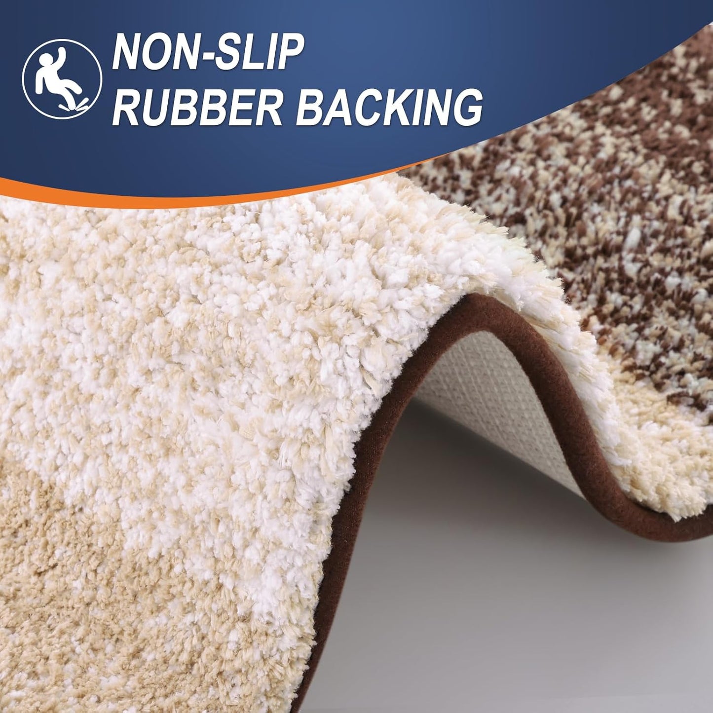OLANLY Bathroom Rug Set - Soft Absorbent Microfiber Non-Slip Mats | Plush Shaggy, Brown (30"x20"+24"x16")