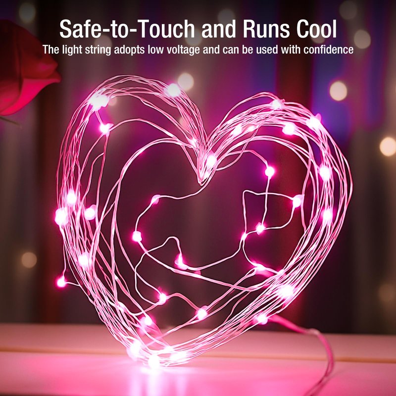 6 Pack Fairy Lights Battery Operated - 7ft 20 Led Twinkle Lights 3 Modes, Bulk Mini String Light Waterproof for Mason Jars Vases DIY Party Wedding Decoration Mothers Day- Pink