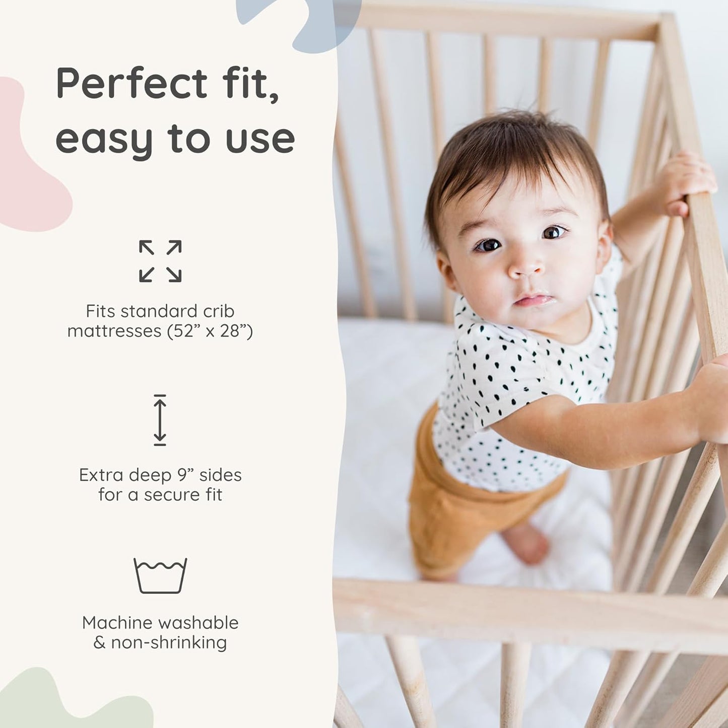 Margaux & May Crib Mattress Protector - 100% Waterproof & Highly Absorbent Quilted Cover | 2 Pack, Oeko-TEX® Certified, Noiseless, Fits 28" x 52" Standard Cribs