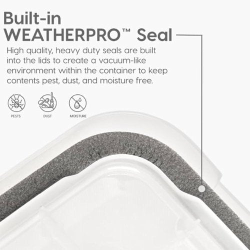 IRIS USA WeatherPro 74 Qt Storage Bins - BPA-Free Plastic with Tight Seal & Lids | Stackable Clear/Black 2 Pack