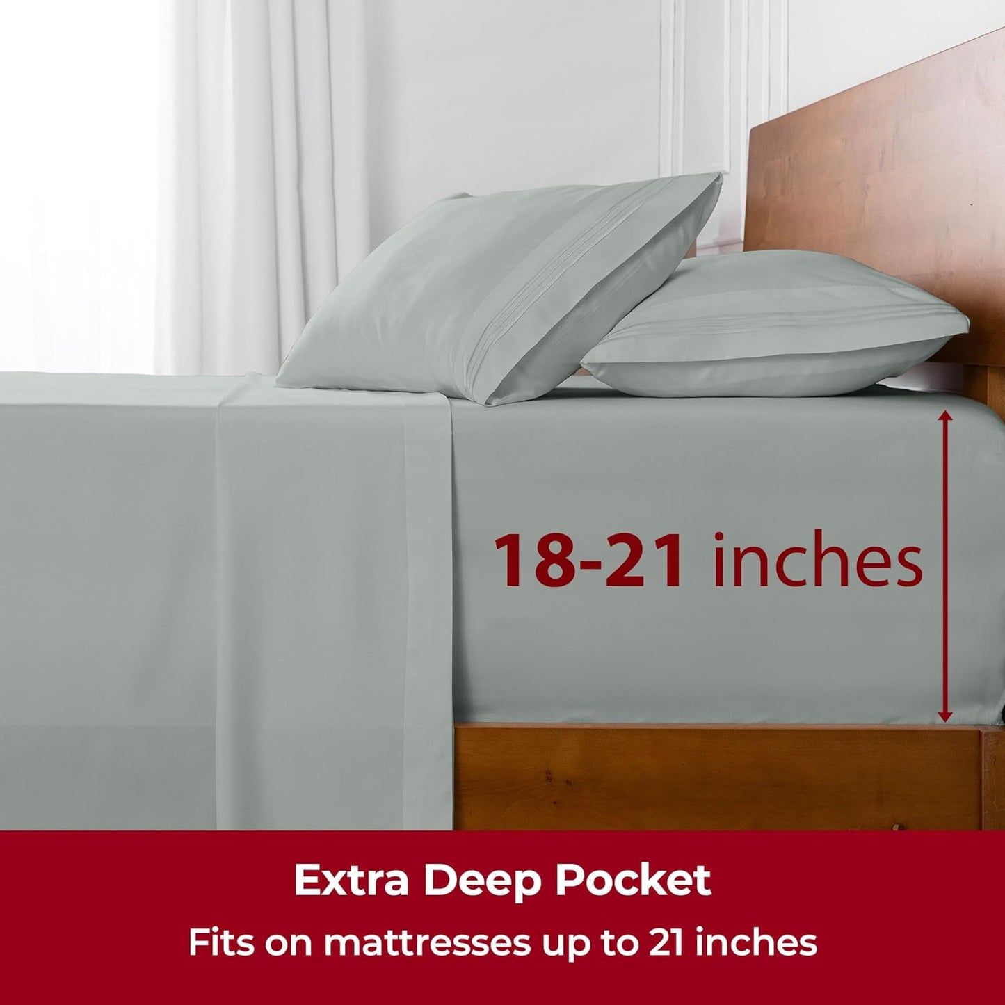 Mellanni Extra Deep King Sheets - Hotel Luxury Ultra Soft Cooling Bedding - Wrinkle & Fade Resistant (King, Spa Mint)