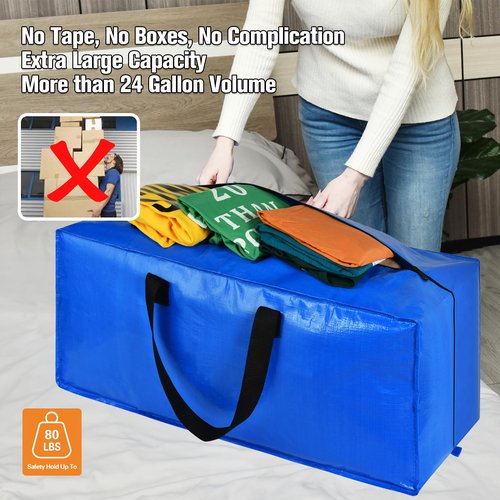 Heavy Duty Large Storage Bags, XL Blue Moving Bags for College Dorm Room Essentials, Moving Supplies Compatible with IKEA Frakta Cart, 4 Packs