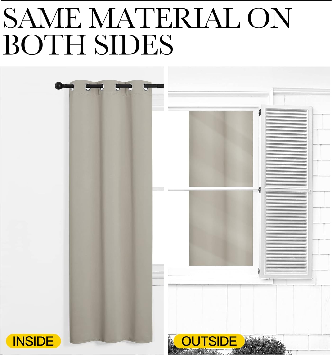 NICETOWN Natural Room Darkening Curtains - 120" Long | Total Privacy Drape Panels, Set of 2, 55" Wide for Boho Farmhouse Decor