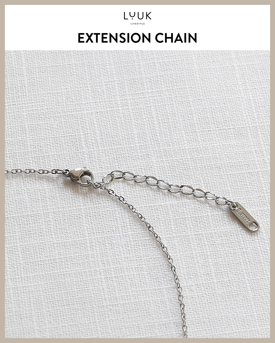 LUUK LIFESTYLE Stainless steel necklace with Infinity motif pendant and HAPPINESS gift card, gift idea for Valentine's Day, birthday, symbol of love, women fashion accessory, 19” chain length, silver