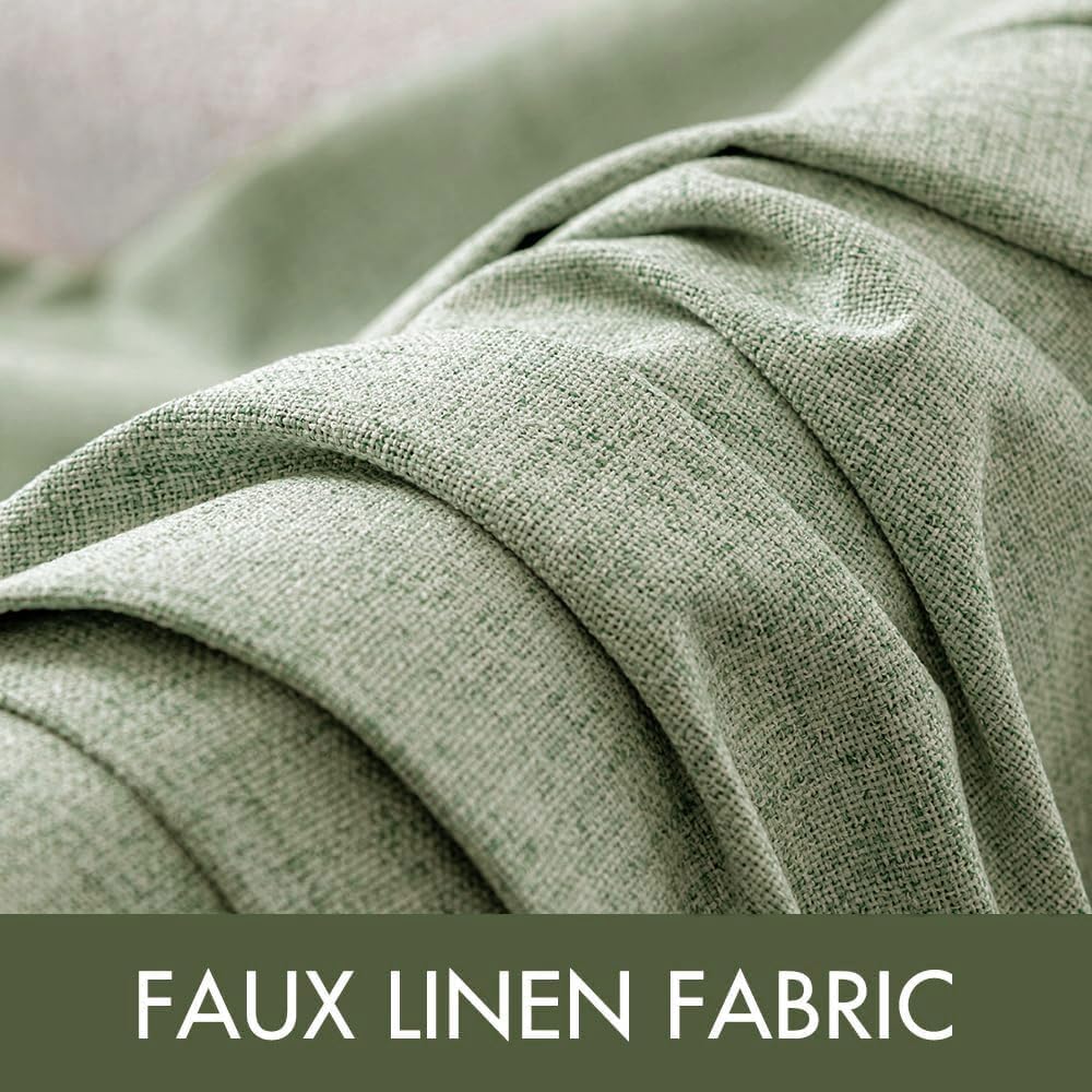 MIULEE Blackout Curtains - 100% Thermal Insulated Linen Texture - Sage Green, 52x84 Inch (2 Panels)