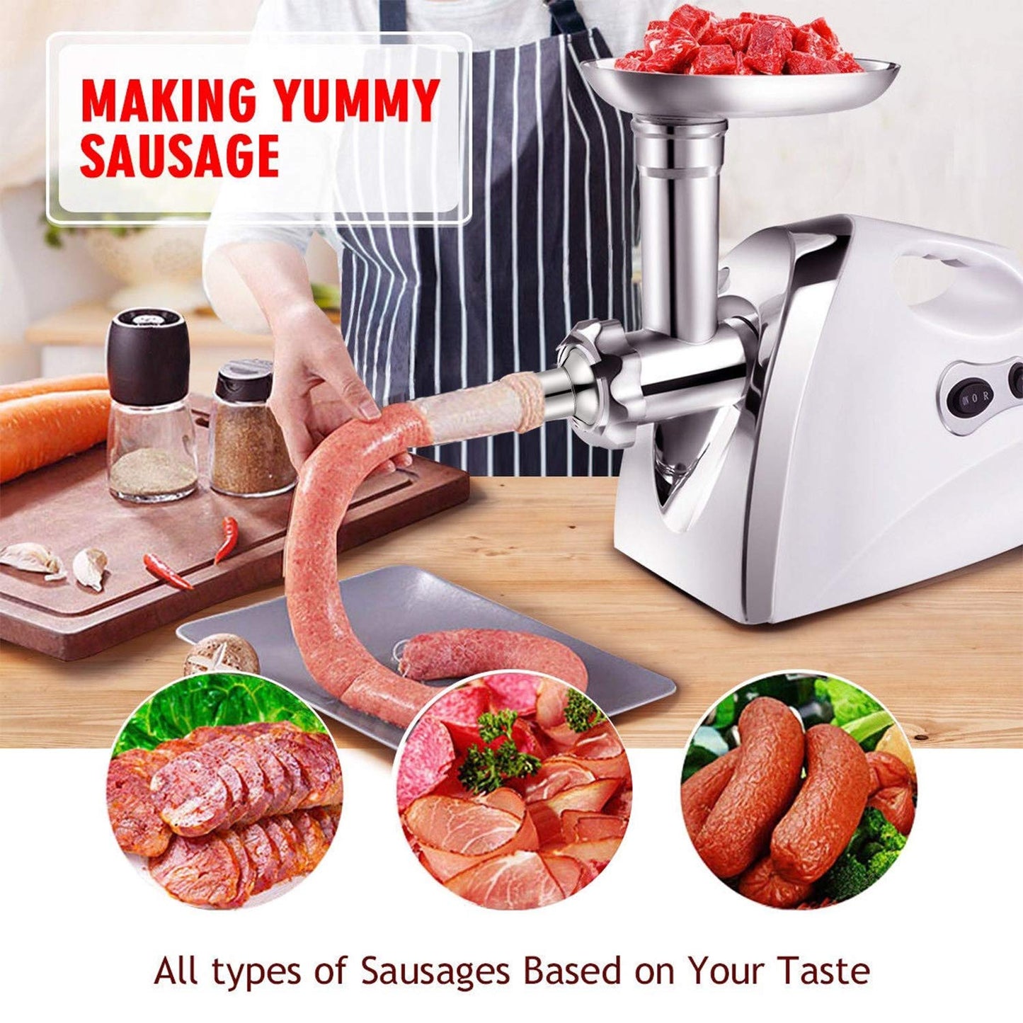3 Pieces Sausage Stuffer Tubes Stainless Steel Grinder Stuffer Tubes for Size 5 Meat Food Grinder, 3 Sizes