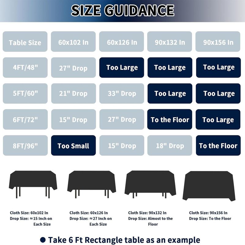 ZuGeo Polyester Rectangle Table Cloth,Table Cloths for 6 Foot Rectangle Tables,Washable Decorative Fabric Table Covers for Wedding Party,Banquet and Camping (Black, 12Pack-60×102")