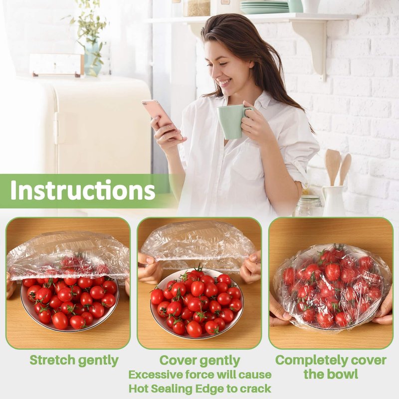 MAQIHAN 100 Bowl Covers Bread Proofing - Extra Large Plastic Wrap for Food Sourdough Bread Baking Rising Elastic Reusable Plate Covers Outdoor Food Fresh Keeping Bags Shower Cap Hair Deep Conditioning