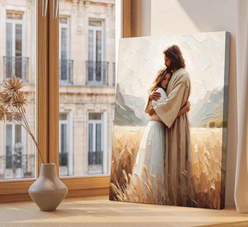 FTQYQLD Jesus Hugging Woman Wall Art, 24x36in
