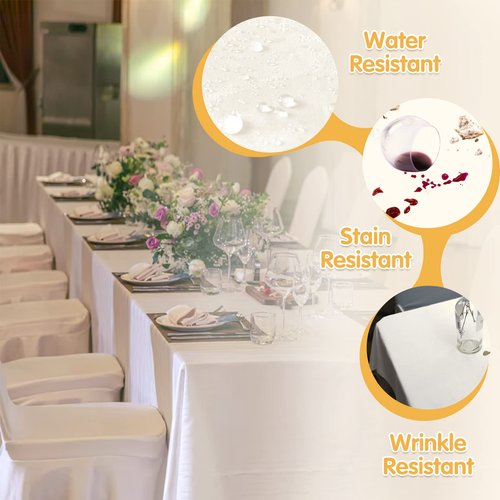BRILLMAX 6 Pack Ivory Tablecloths for 6 Foot Rectangle Tables 60 x 126 Inch - 150 GSM Polyester Fabric, 15" Standard Drop, Water, Stain & Wrinkle Resistant Cloth Cover for Wedding Dining Buffet