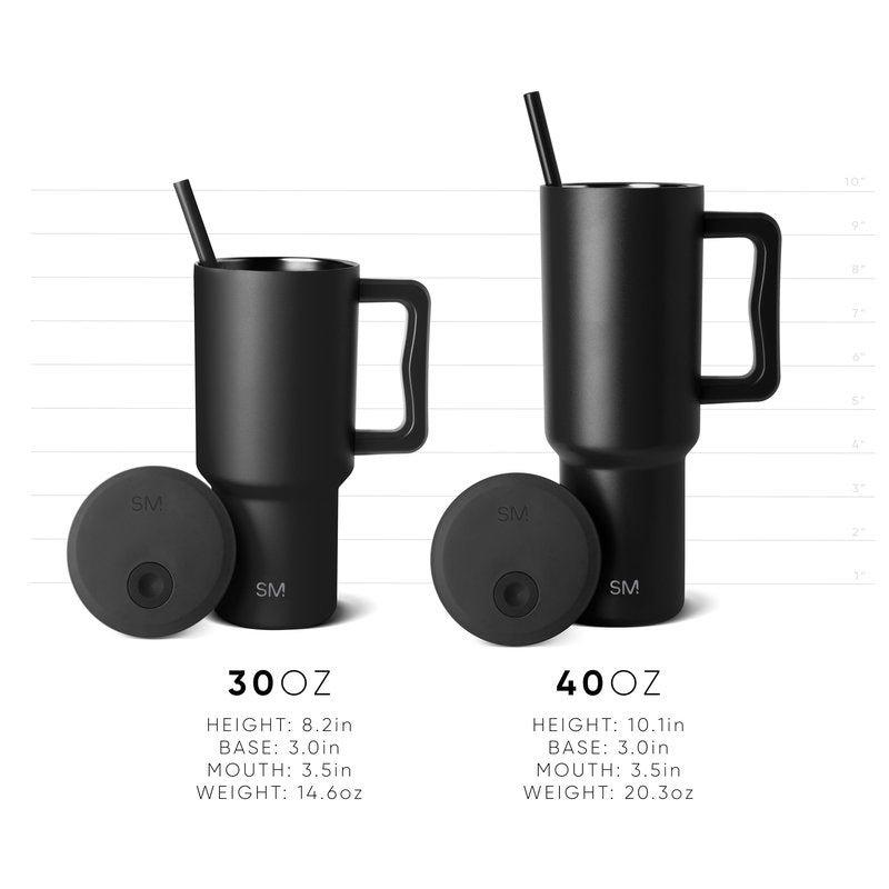Simple Modern 40 oz Trek Tumbler with Handle and Straw Lid | Cup Holder Friendly Insulated Stainless Steel Travel Mug | Strawberry Fields