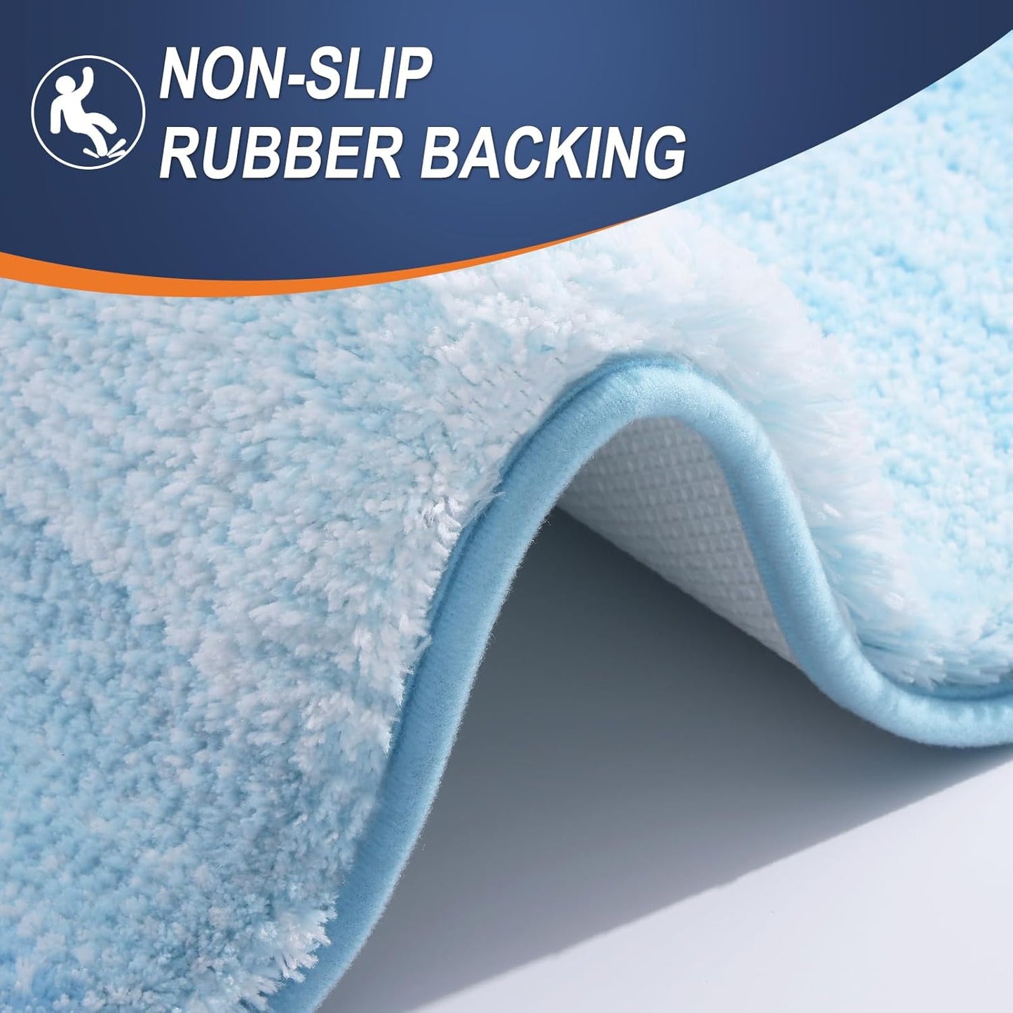 OLANLY Large Bathroom Rugs - Extra Soft Microfiber Mat 54x24 | Quick Dry & Machine Washable, Sky Blue