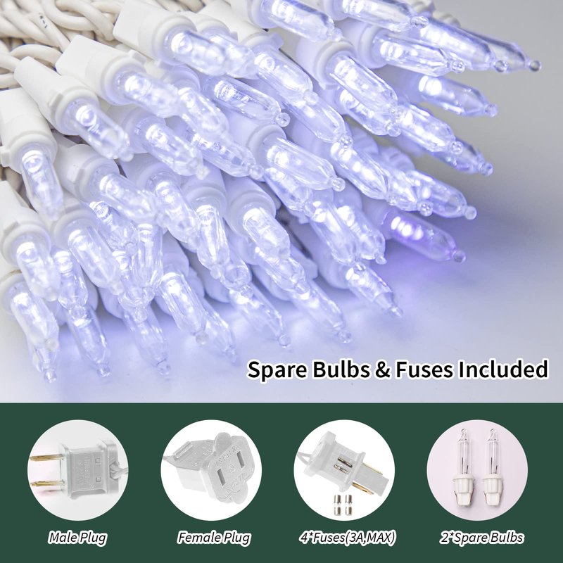 LAMPHOME 21.6FT 100 Mini LED String Lights, White Christmas Lights, White LED Lights, String Lights Indoor Outdoor for Home Holiday Party Wedding Independence Day Patriotic Decor
