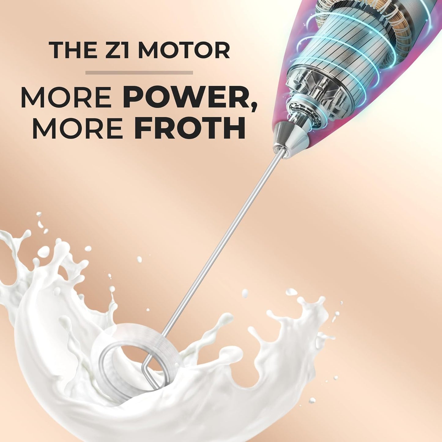 Zulay Kitchen Milk Frother Wand - Ultra-Fast Handheld Drink Mixer with 4 AA Batteries | Perfect for Coffee, Lattes, and Matcha - Dragonfruit