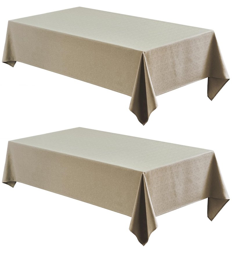 Veblandy 2 Pack Rectangle Tablecloth, 52x70 inch, Water Resistant Wrinkle Free Linen Textured Table Cloth Washable, Decorative Fabric Table Cover for Dining, Party and Camping, Mocha
