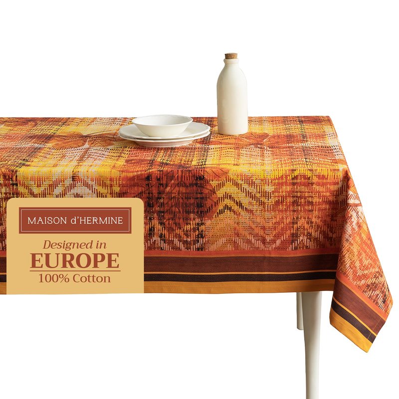 Maison d' Hermine Table Cloth Square Table 100% Cotton 60 x 60 Inches Fall Tablecloth Reusable Everyday Use for Thanksgiving Christmas Decorations Dining Farmhouse Party (Thanksgiving Tartan)