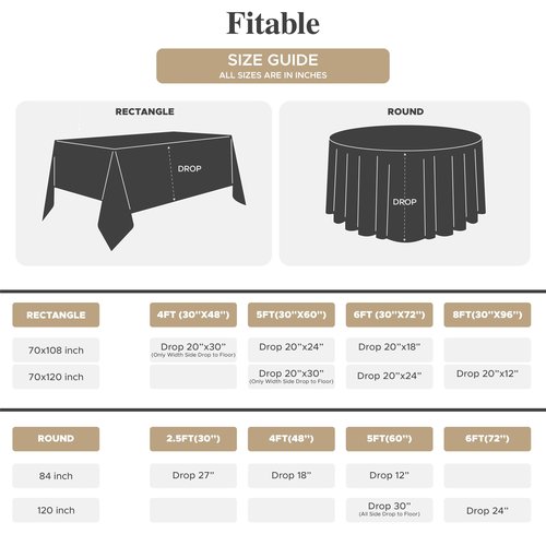 Fitable 8 Pack Table Cloth Rectangle Table: Stain and Wrinkle Resistant Tablecloth Rectangular, Washable Polyester Tablecloths for Wedding Party Dining Banquet Event Catering(White, 70x120 Inch)