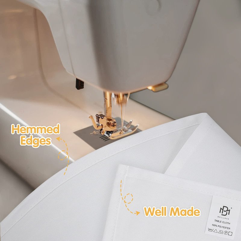 BRILLMAX 10 Pack White Tablecloths 60 x 102 Inch for 6ft Rectangle Tables - 150 GSM Polyester Fabric, 15" Standard Drop, Water, Stain & Wrinkle Resistant Cloth Cover for Wedding Dining Buffet