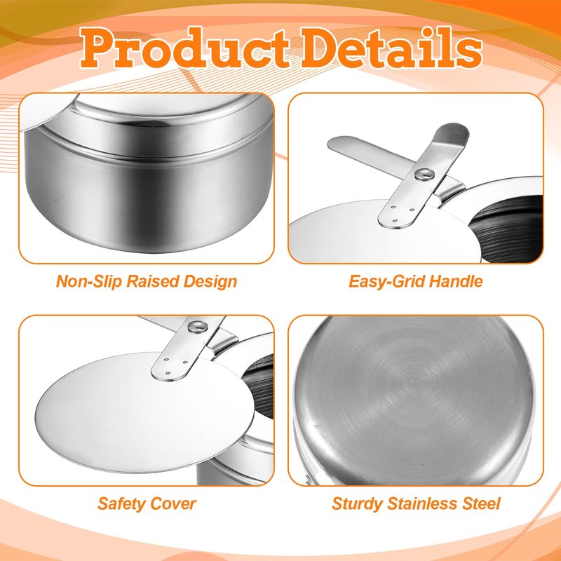 12 Pack Stainless Steel Chafing Fuel Holders with Safety Covers – Durable, Rust-Resistant Canned Heat Box Holders for Buffets, Catering, Barbecues, and Parties (Silver, 3.5" x 3.5" x 2")