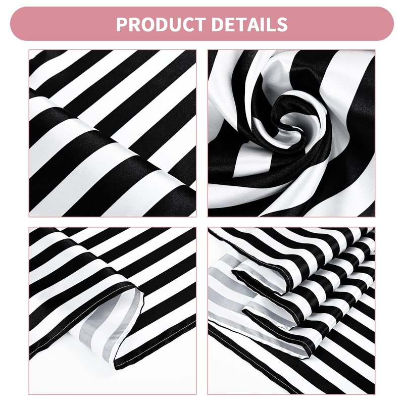 Lykoow 8 Pack Striped Table Runner Polyester Classic Black and White Striped Table Decor for Indoor Outdoor Events, Wedding, Birthday Parties, Banquets and Celebrations (12 x 72 Inch)