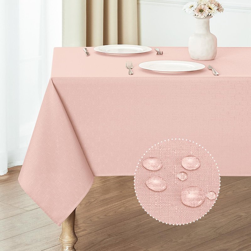 Veblandy Rectangle 4 Feet Tablecloth 52x70 inch Linen Textured Table Cloth Stain and Wrinkle Resistant Washable Polyester, Decorative Table Cover Waterproof for Dining, Buffet and Camping, Pink