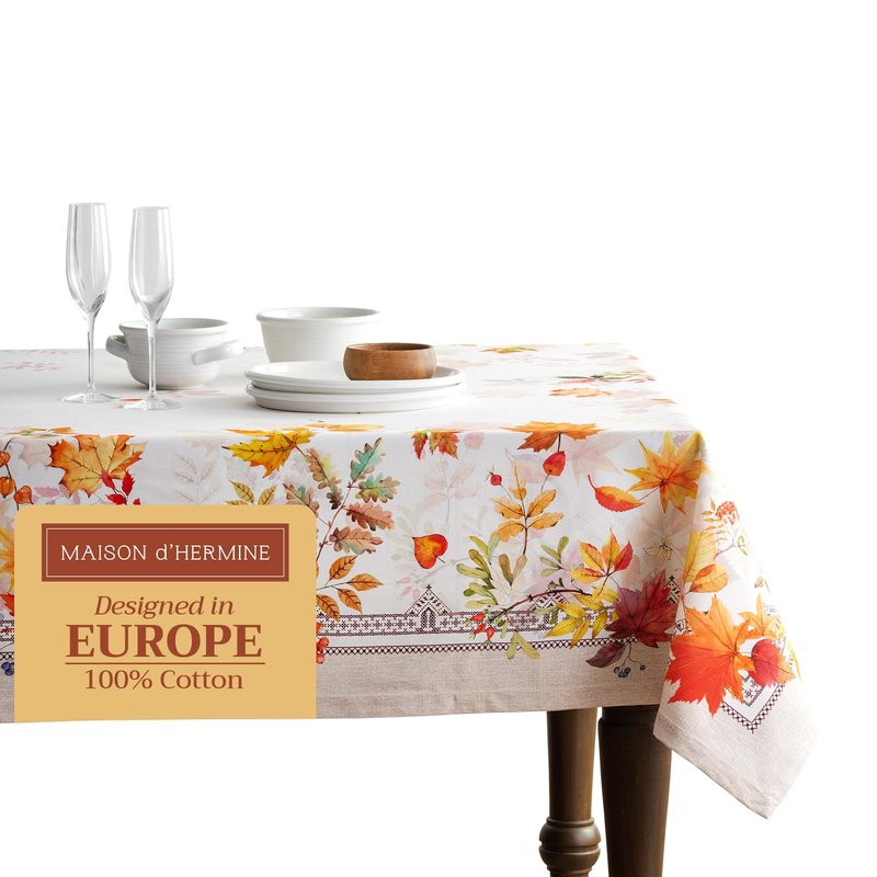 Maison d' Hermine Table Cloth Rectangle Table 100% Cotton 70 x 90 Inches Fall Tablecloth Reusable Everyday Use for Thanksgiving Christmas Decorations Dining Farmhouse Party (Amarante)