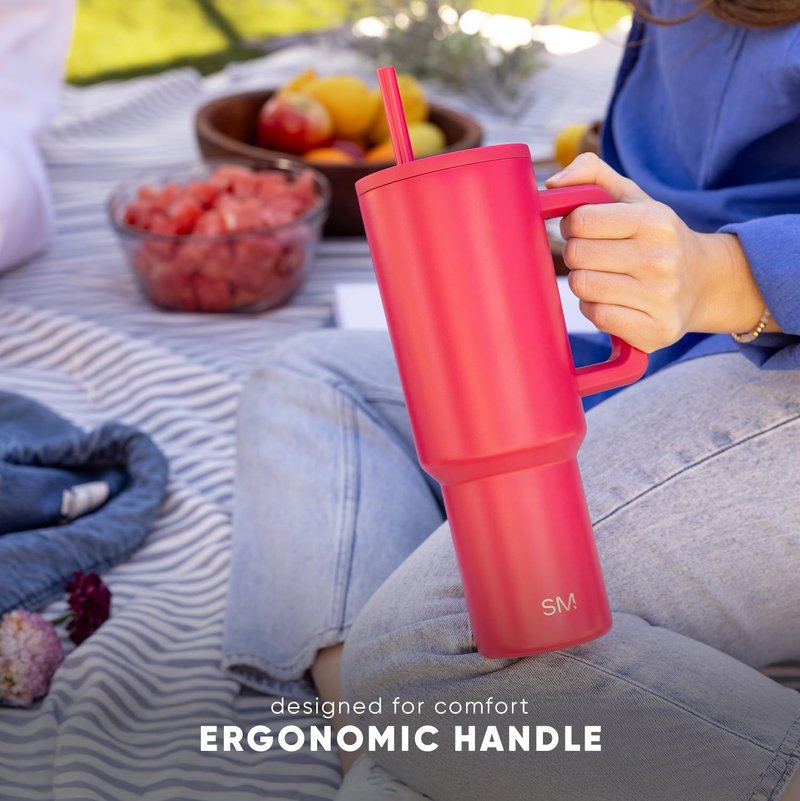 Simple Modern 40 oz Trek Tumbler with Handle and Straw Lid | Cup Holder Friendly Insulated Stainless Steel Travel Mug | Island Jade