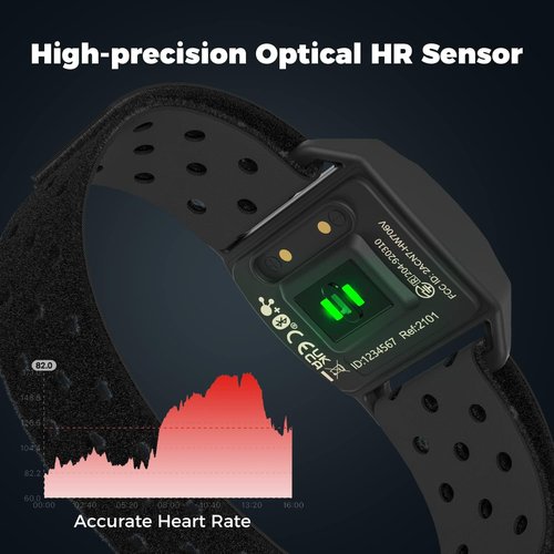 COOSPO Armband Heart Rate Monitor, Bluetooth ANT+ HR Optical Sensor for Sport, Rechargeable Dual Band IP67 HRM, Compatible with Peloton,Wahoo,Polar,Strava,DDP Yoga