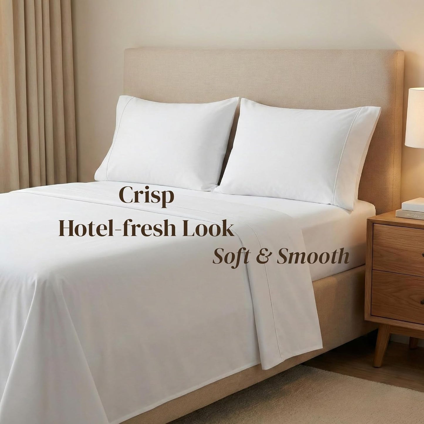Beckham Hotel Collection Pillowcases - Queen Size Set of 2 | Silky Smooth 500TC Cotton Sateen, Cool Touch, White