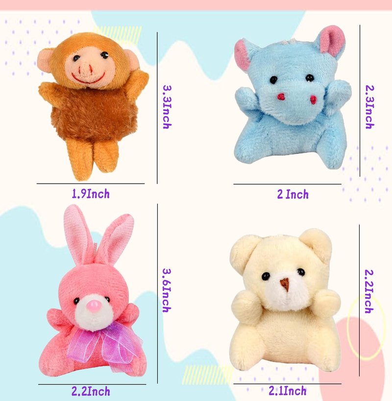 LMAZEPMQ Mini Plush Animal Toy Set,Cute Animals Keychain Decoration for Kids,Goodie Bag Fillers, Basket Stuffers, School Prizes, Valentine's Day Party Supplies (60pcs)