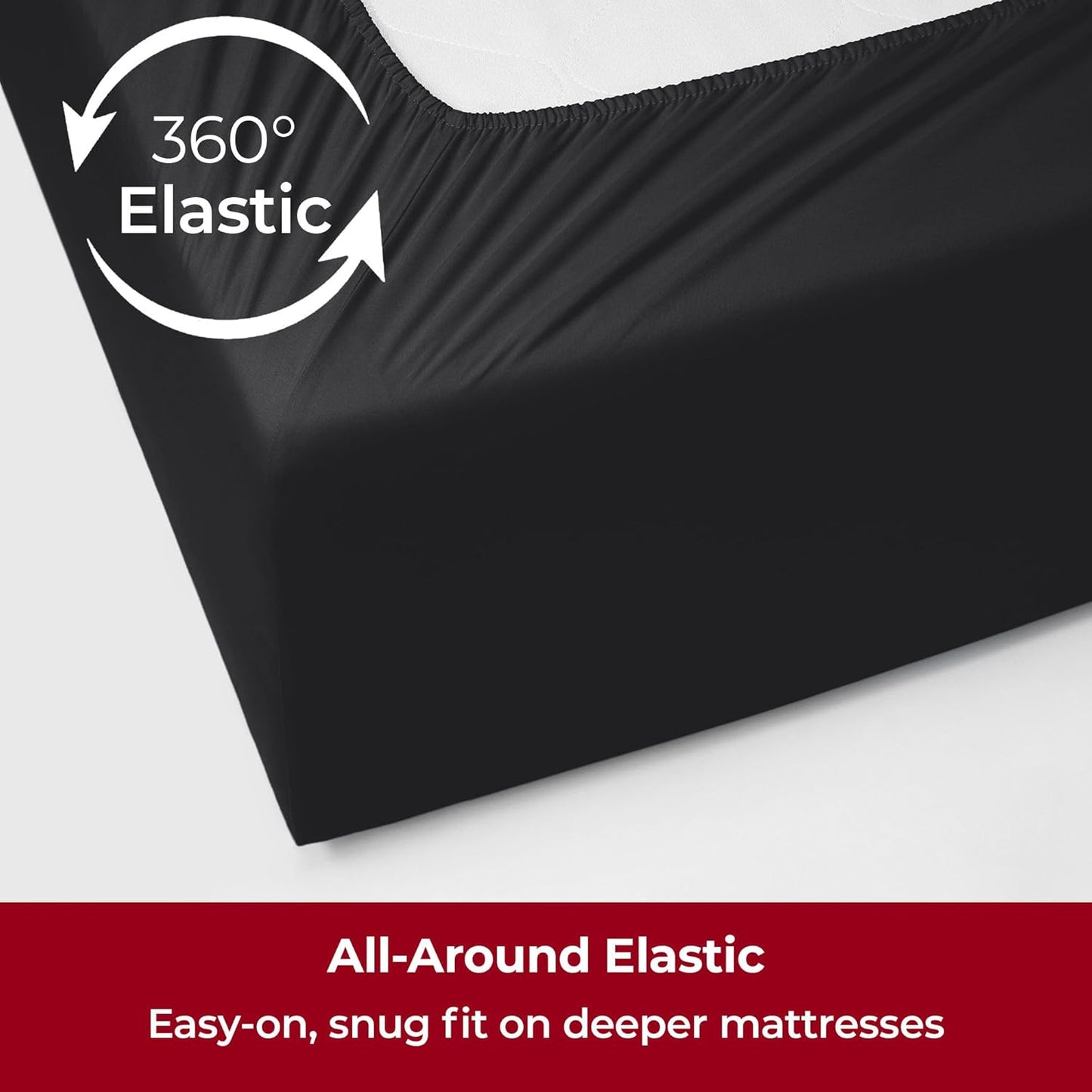 Mellanni Extra Deep Twin Sheets - Hotel Luxury Ultra Soft Cooling Bedding - Wrinkle & Stain Resistant (Twin, Black)