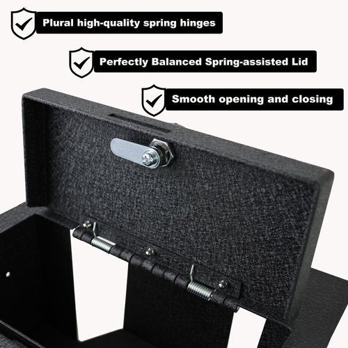 KEREN Center Console Gun Safe - Console Gun Vault Compatible with Chevrolet Silverado EV/GMC Sierra EV 2024-2025, High Security Armrest Lock Box with 4 Digit Combination Lock with Key