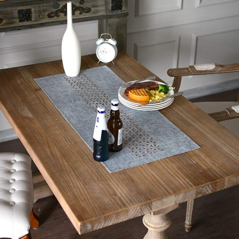 ARTABLE Rectangle Table Runners Fabric Home Garden Table Runner with Well-Trimmed Edge for Picnics Indoor and Outdoor Dining Holiday Long Tables (Gray, 16 x 36 Inch)